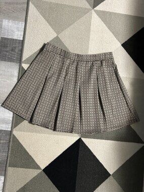 Cato Plaid/Houndstooth Pleated Skater Mini Pull-on Skirt Women's Size L